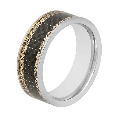 Steel Nation Men's Stainless Steel Filigree Wedding Band