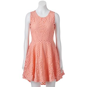 Juniors' Up by ultra pink Crochet Skater Dress