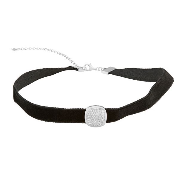 Silver velvet store choker