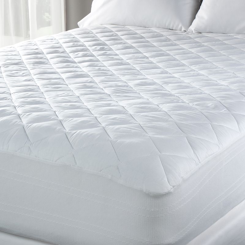 Eddie Bauer 300 Thread Count Premium Cotton Mattress Pad, White, Queen