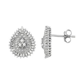 Jewelexcess Sterling Silver 1/3 Carat T.W. Diamond Teardrop Stud Earrings