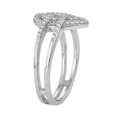 Jewelexcess Sterling Silver 1/5 Carat T.W. Diamond Teardrop Ring