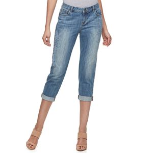 Women's Jennifer Lopez Embroidered Boyfriend Jeans