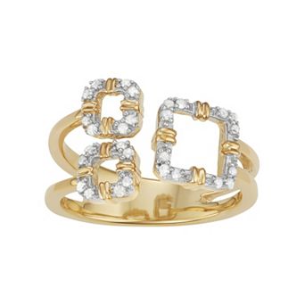 Jewelexcess Sterling Silver 1/6 Carat T.W. Diamond Square Ring