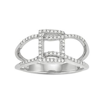 Jewelexcess Sterling Silver 1/5 Carat T.W. Diamond Geometric Ring