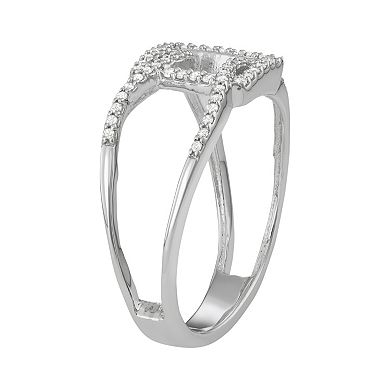 Jewelexcess Sterling Silver 1/5 Carat T.W. Diamond Geometric Ring