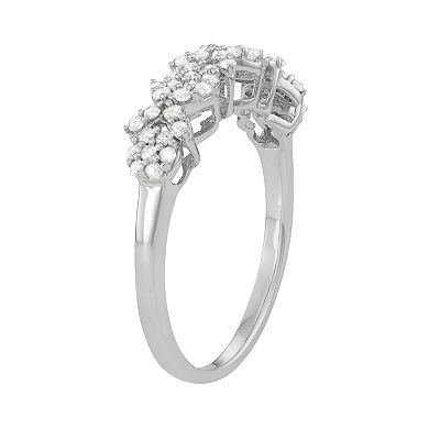 Sterling Silver 1/2 Carat T.W. Diamond Floral Ring