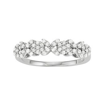 Jewelexcess Sterling Silver 1/2 Carat T.W. Diamond Floral Ring