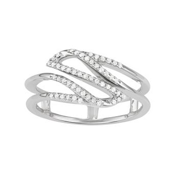 Jewelexcess Sterling Silver 1/6 Carat T.W. Diamond Swirl Ring