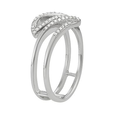 Jewelexcess Sterling Silver 1/6 Carat T.W. Diamond Swirl Ring