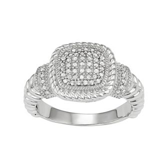 Jewelexcess Sterling Silver 1/4 Carat T.W. Diamond Cushion Ring