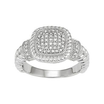Jewelexcess Sterling Silver 1/4 Carat T.W. Diamond Cushion Ring