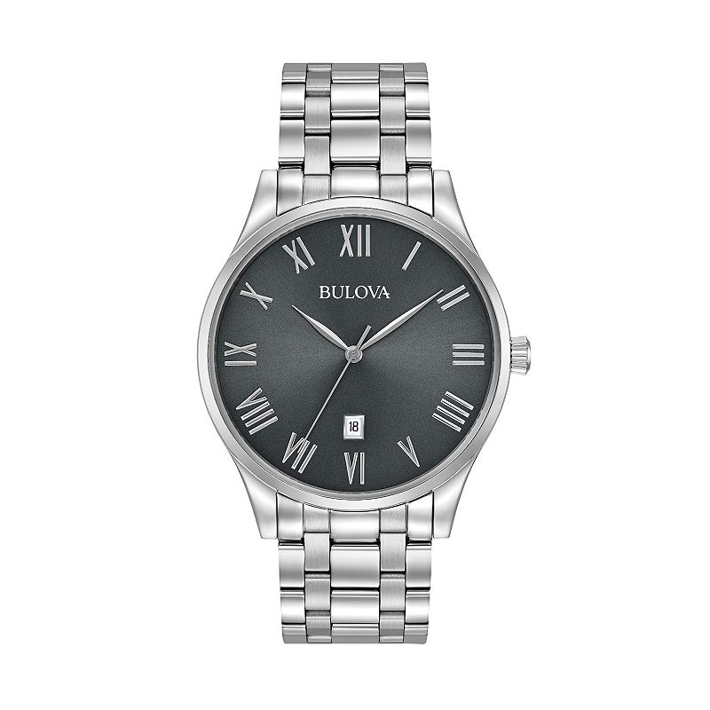 Bulova Men's Classic Stainless Steel Watch - 96B261, Silver Tone