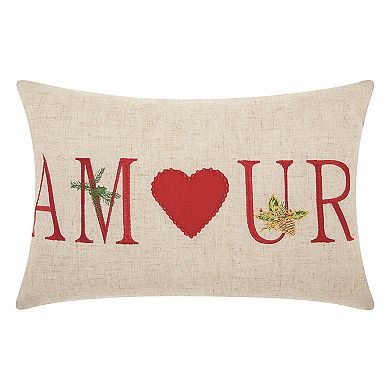 Mina Victory Home for the Holidays ''Amour'' Oblong Throw Pillow