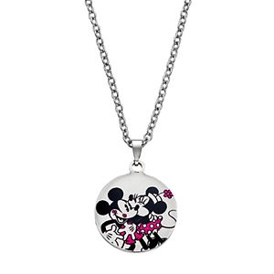 Disney's Mickey & Minnie Mouse Kids' Stainless Steel Heart Pendant Necklace