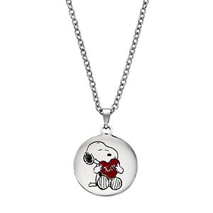 Peanuts Snoopy Kids' Stainless Steel Disc Pendant Necklace