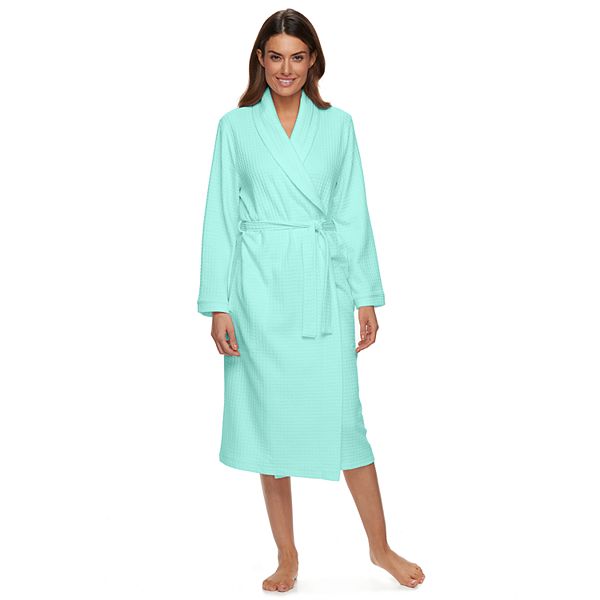 Women's Croft & Barrow® Waffle-Knit Long Shawl-Collar Robe