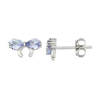 Jewelexcess Sterling Silver Tanzanite Bow Stud Earrings