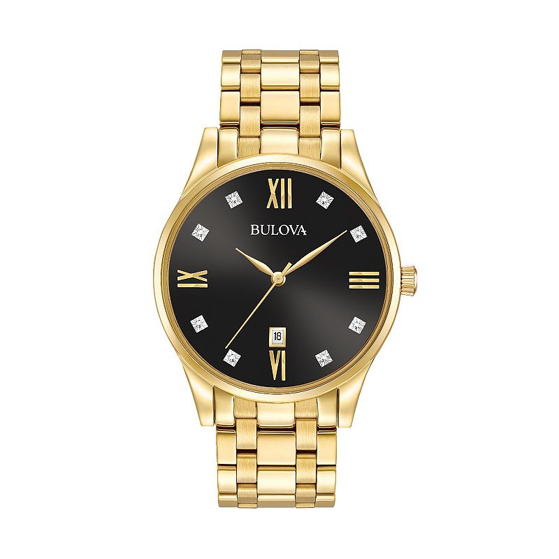 Bulova Men's Diamond Stainless Steel Watch - 97D108, Gold Tone