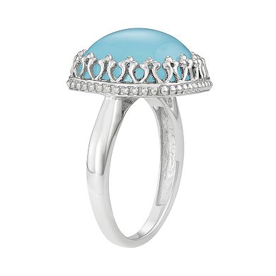 Jewelexcess Sterling Silver Blue Chalcedony Cabochon Ring