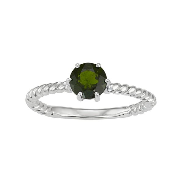Bonyak Jewelry Genuine Oval Chrome Diopside Ring in Sterling Silver Size 9.00