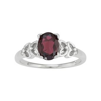 Jewelexcess Sterling Silver Garnet & Diamond Accent Ring