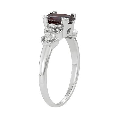 Sterling Silver Garnet & Diamond Accent Ring