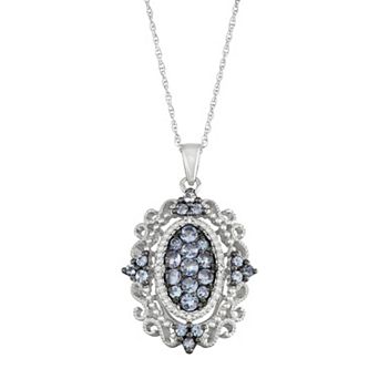 Jewelexcess Sterling Silver Tanzanite & Diamond Accent Filigree Pendant Necklace