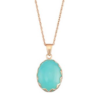 Jewelexcess Sterling Silver Blue Chalcedony Cabochon Necklace