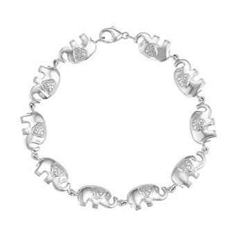 Jewelexcess Sterling Silver Diamond Accent Elephant Bracelet