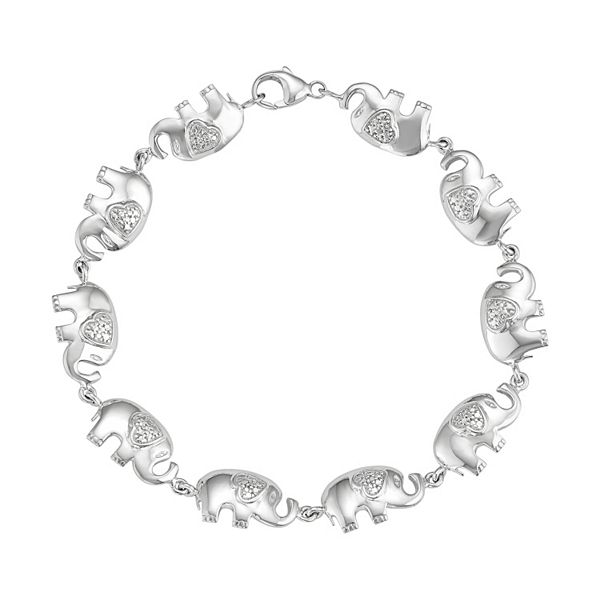 Accent White Diamond Sterling Silver Leaf Bracelet - Assorted