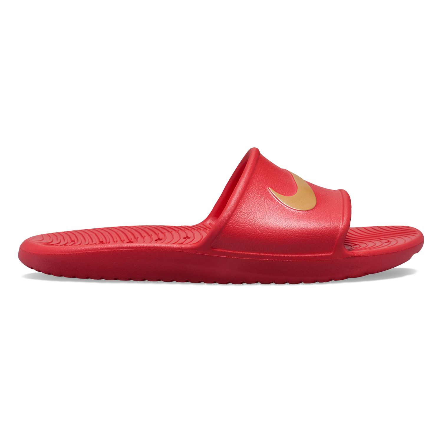 all red nike slides