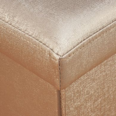 Simplify Faux Leather Folding Storage Ottoman Cube