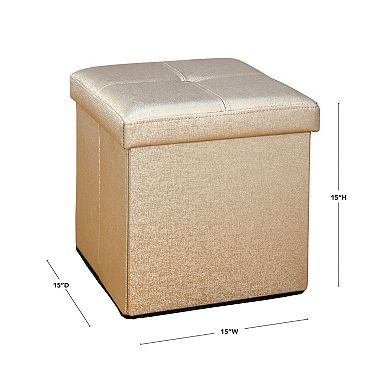 Simplify Faux Leather Folding Storage Ottoman Cube