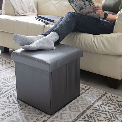 Simplify Faux Leather Folding Storage Ottoman Cube