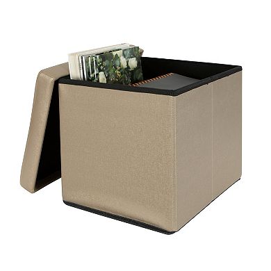 Simplify Faux Leather Folding Storage Ottoman Cube