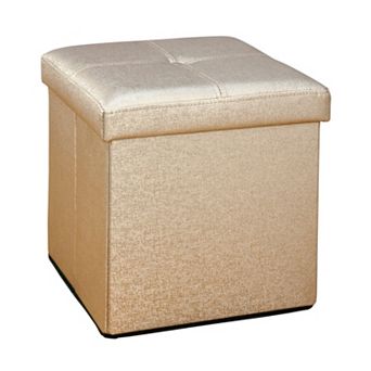 Simplify Faux Leather Folding Storage Ottoman Cube