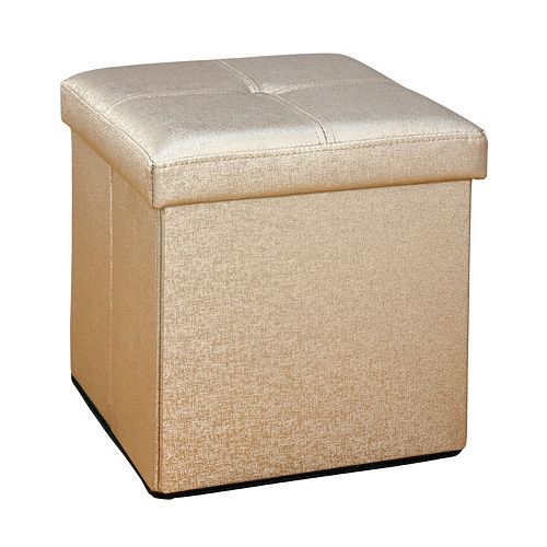 Simplify Faux Leather Folding Storage Ottoman Cube