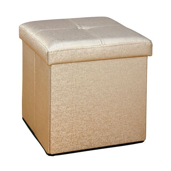 Simplify Faux Leather Folding Storage, Faux Leather Cube Storage Ottoman