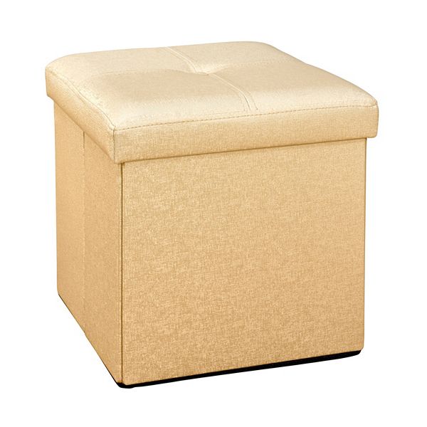 Simplify Faux Leather Folding Storage, Faux Leather Storage Cube