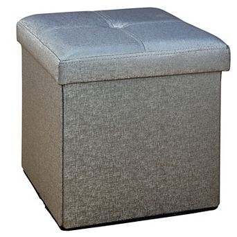 Simplify Faux Leather Folding Storage Ottoman Cube
