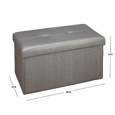 Simplify Faux Leather Double Folding Storage Ottoman