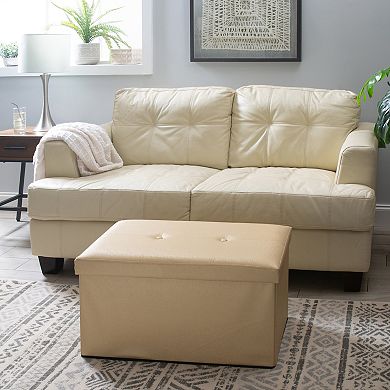 Simplify Faux Leather Double Folding Storage Ottoman