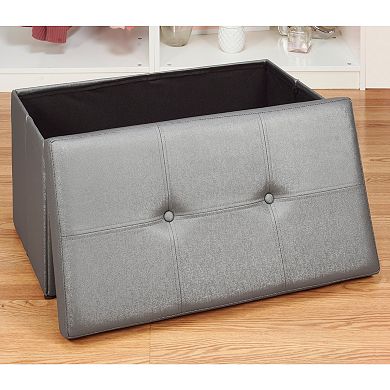 Simplify Faux Leather Double Folding Storage Ottoman