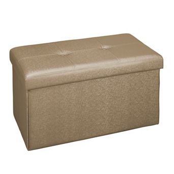 Simplify Faux Leather Double Folding Storage Ottoman