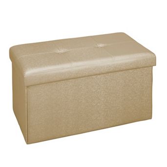 Simplify Faux Leather Double Folding Storage Ottoman