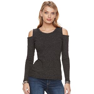 Women's Juicy Couture Embellished Cold-Shoulder Sweater