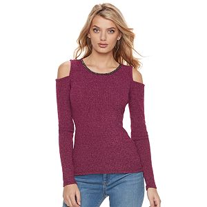 Women's Juicy Couture Embellished Cold-Shoulder Sweater