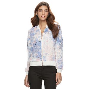Juniors' Candie's® Reversible Lace Floral Bomber Jacket