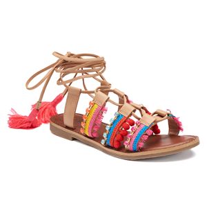 Candie's® Women's Lace-Up Pom-Pom Sandals